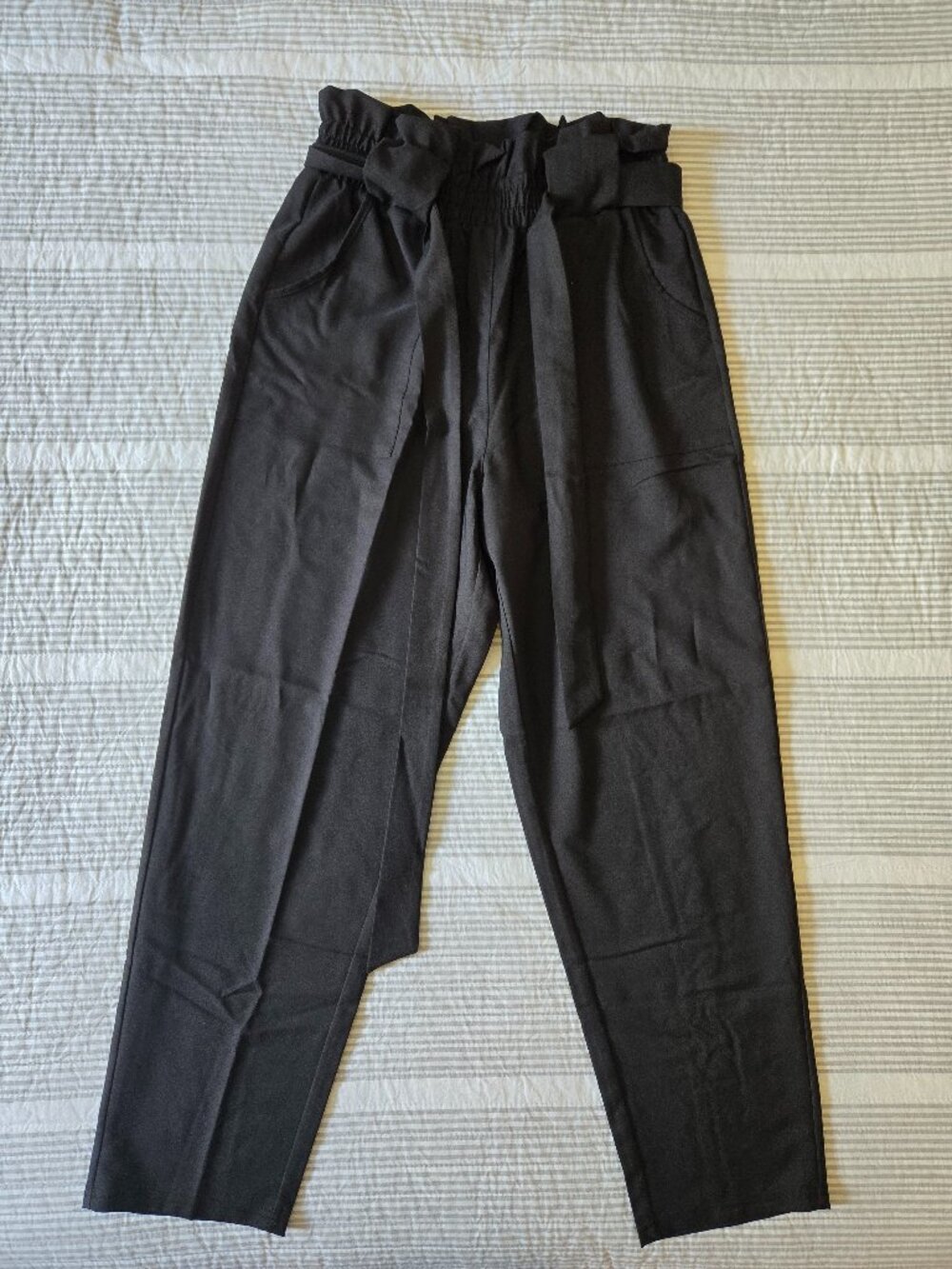 Paper Bag High Waisted Wide Leg Pants Summer Lightweight Freeprance